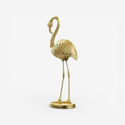 Florexa flamingostatue i resin – borddekoration i guldfarve