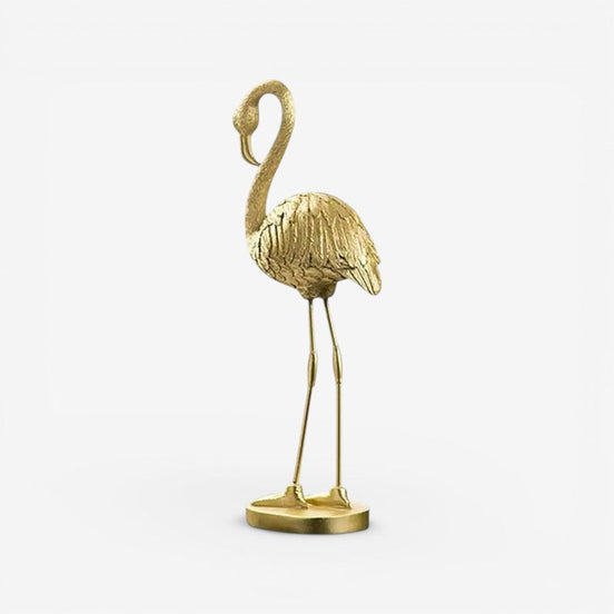 Florexa flamingostatue i resin – borddekoration i guldfarve