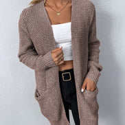 Halira cardigan til kvinder med åben front, lange ærmer og sidelommer