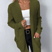 Halira cardigan til kvinder med åben front, lange ærmer og sidelommer