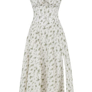 Midi damekjole med blomsterprint og justerbare stropper – Floravienne