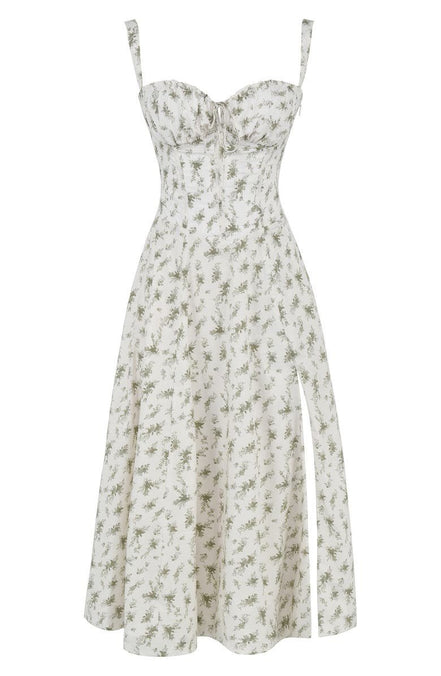 Midi damekjole med blomsterprint og justerbare stropper – Floravienne