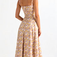 Midi damekjole med blomsterprint og justerbare stropper – Floravienne