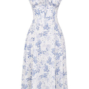 Midi damekjole med blomsterprint og justerbare stropper – Floravienne