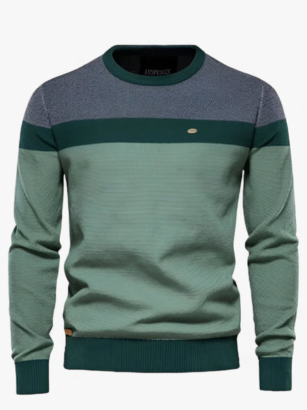 Zerano sweater til mænd med rund hals, brystpanel og afslappet pasform