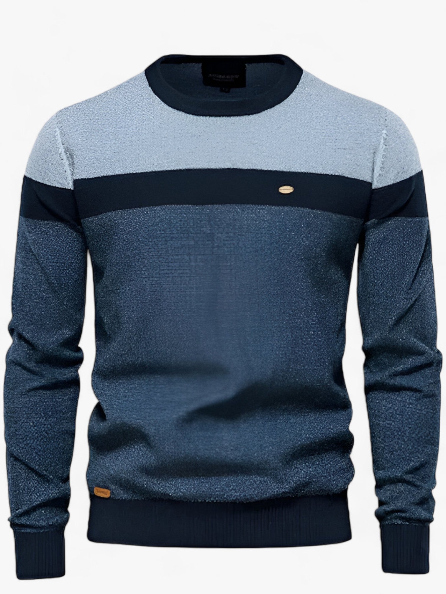 Zerano sweater til mænd med rund hals, brystpanel og afslappet pasform