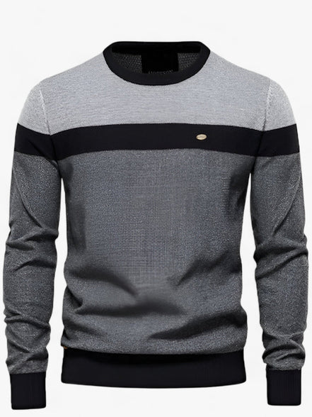 Zerano sweater til mænd med rund hals, brystpanel og afslappet pasform