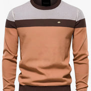 Zerano sweater til mænd med rund hals, brystpanel og afslappet pasform