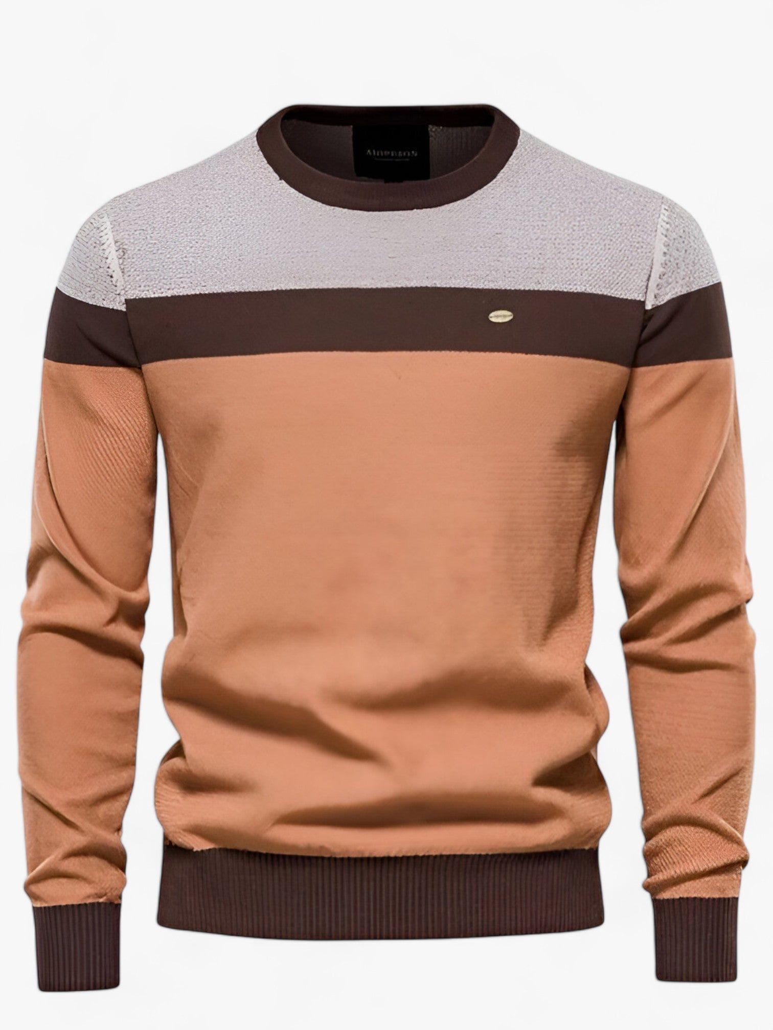 Zerano sweater til mænd med rund hals, brystpanel og afslappet pasform