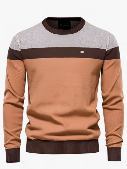 Zerano sweater til mænd med rund hals, brystpanel og afslappet pasform