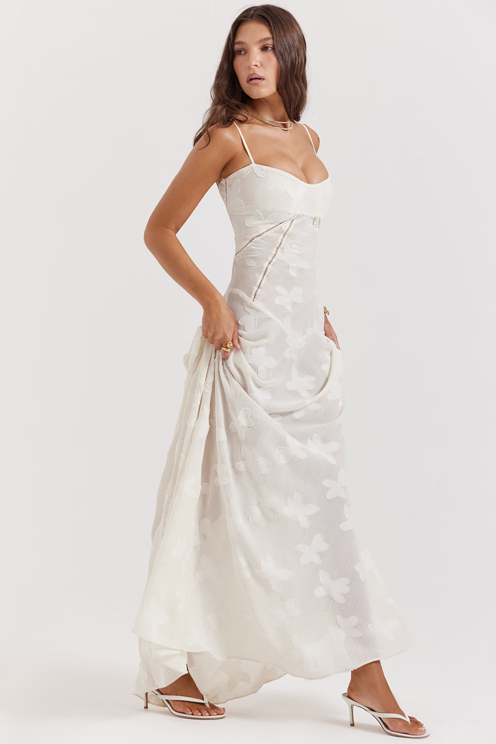 Elinor Ærmeløs blomstret kjole med tynde stropper