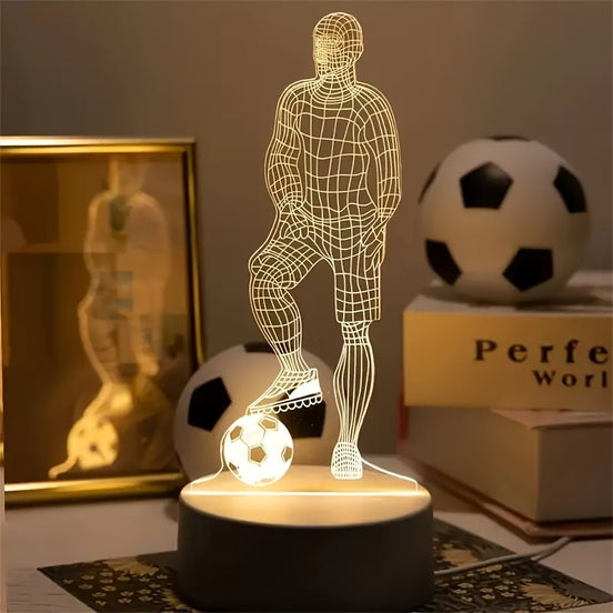 Goalux 3D LED bordlampe – fodboldspiller design