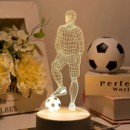 Goalux 3D LED bordlampe – fodboldspiller design