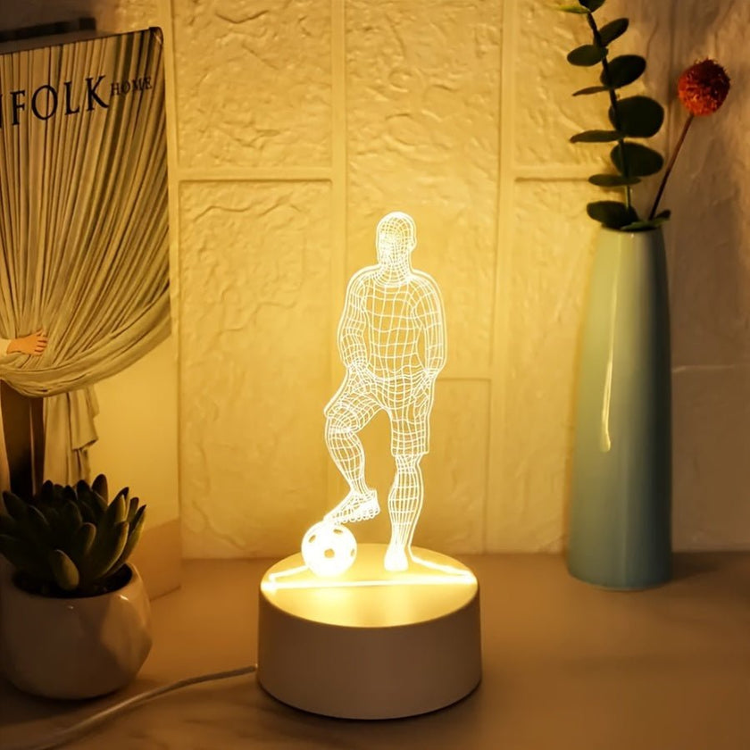 Goalux 3D LED bordlampe – fodboldspiller design