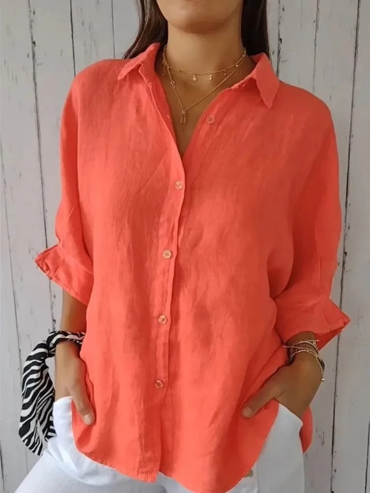 Eloria Løstsiddende skjorte med sløjfedetalje bagpå og bobleærmer