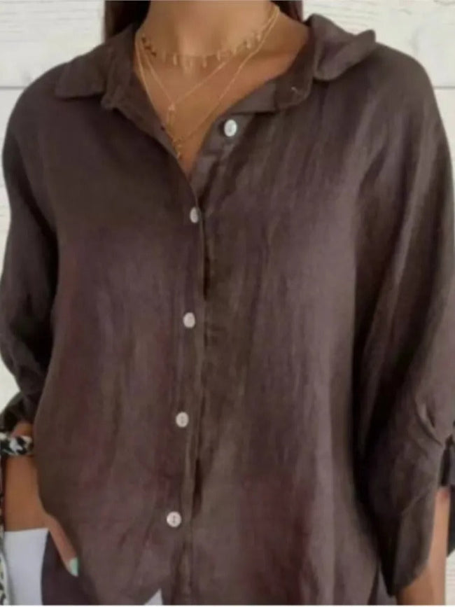 Eloria Løstsiddende skjorte med sløjfedetalje bagpå og bobleærmer