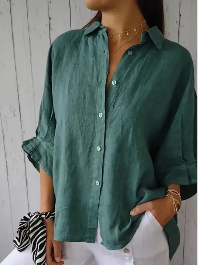 Eloria Løstsiddende skjorte med sløjfedetalje bagpå og bobleærmer