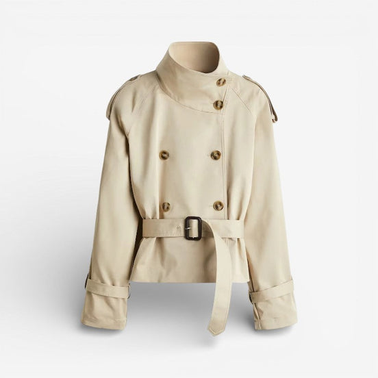 Avelyne long sleeve coat med bindebælte