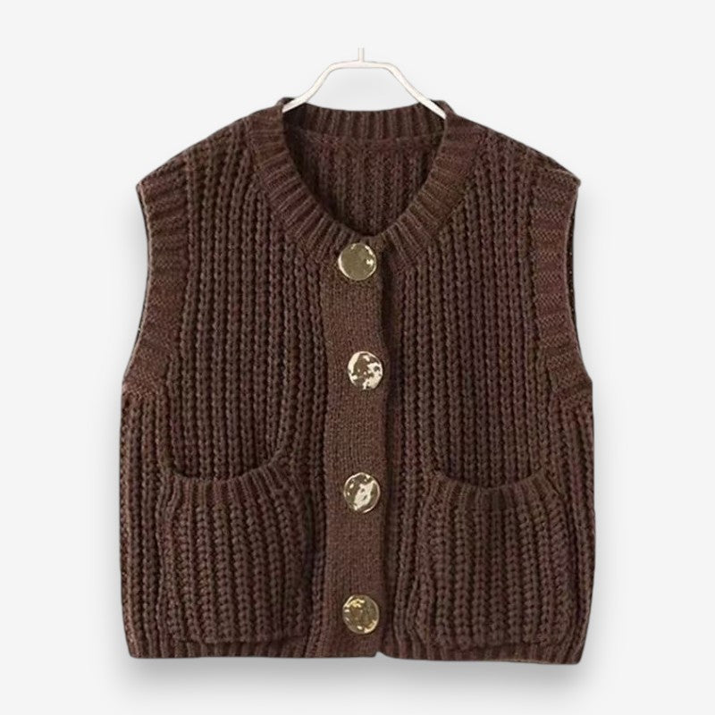 Cavina sleeveless vest med knapper og lommer
