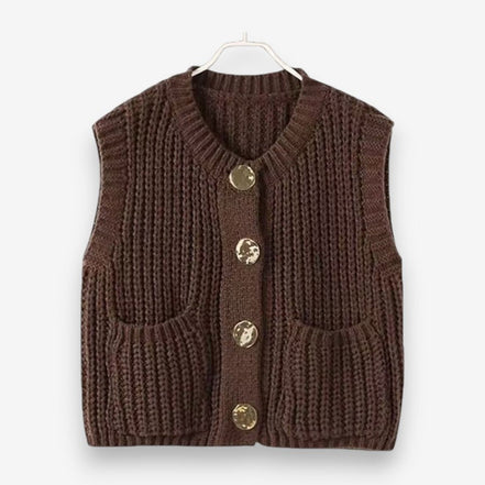 Cavina sleeveless vest med knapper og lommer