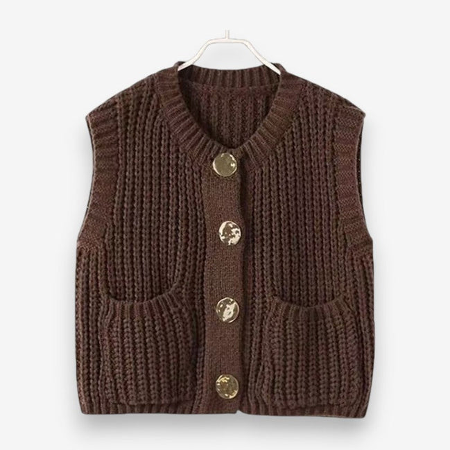 Cavina sleeveless vest med knapper og lommer