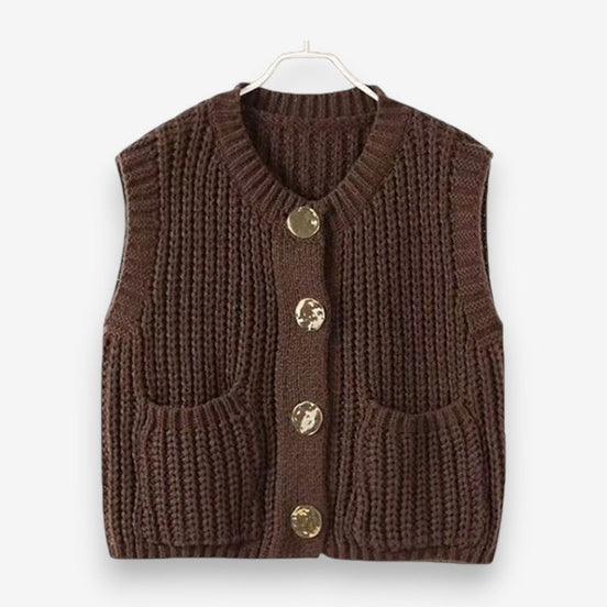 Cavina sleeveless vest med knapper og lommer