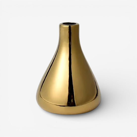 Florena blomstervase i keramik – vase til bord eller hylde i guldfarve