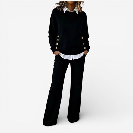 Elvara two piece set med langærmet sweater og bukser med vide ben