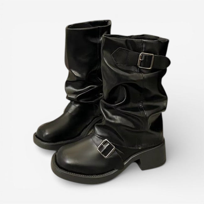 Bravelle mid calf boots med spænderem