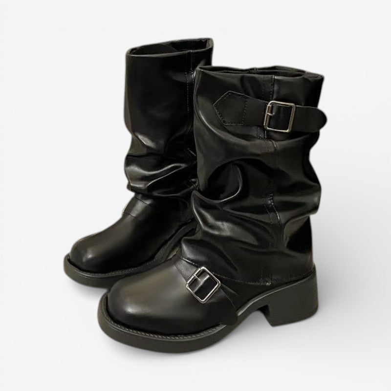 Bravelle mid calf boots med spænderem