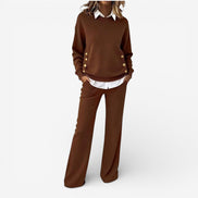 Elvara two piece set med langærmet sweater og bukser med vide ben