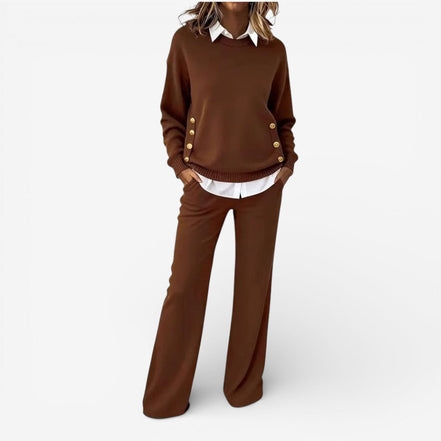 Elvara two piece set med langærmet sweater og bukser med vide ben