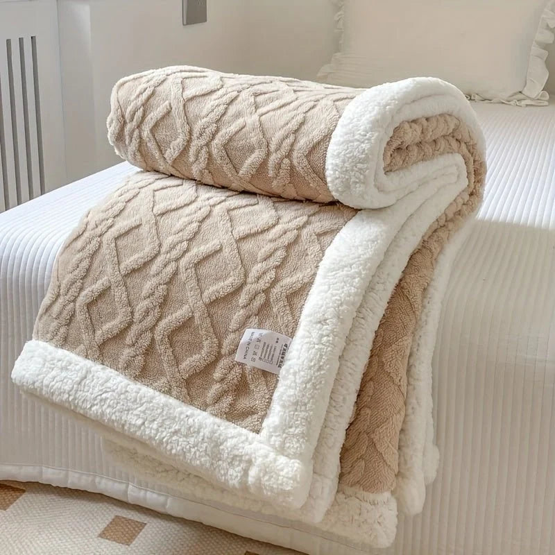 Vendbart fleecetæppe med mønstret design – Blankora