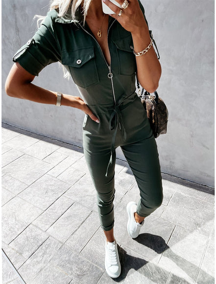 Dame overall med justerbar talje og cargo design – jumpsuit til hverdag og fritid – Virella